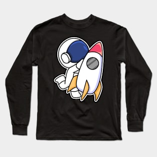 astronaut with spaceship Long Sleeve T-Shirt